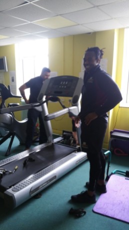 Anthony overseeing the installation of new exercise equipment